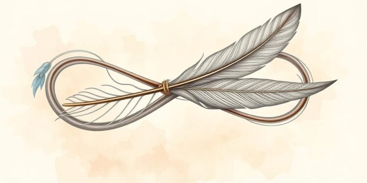 tatuaż znak nieskończoności z piórkiem co oznacza